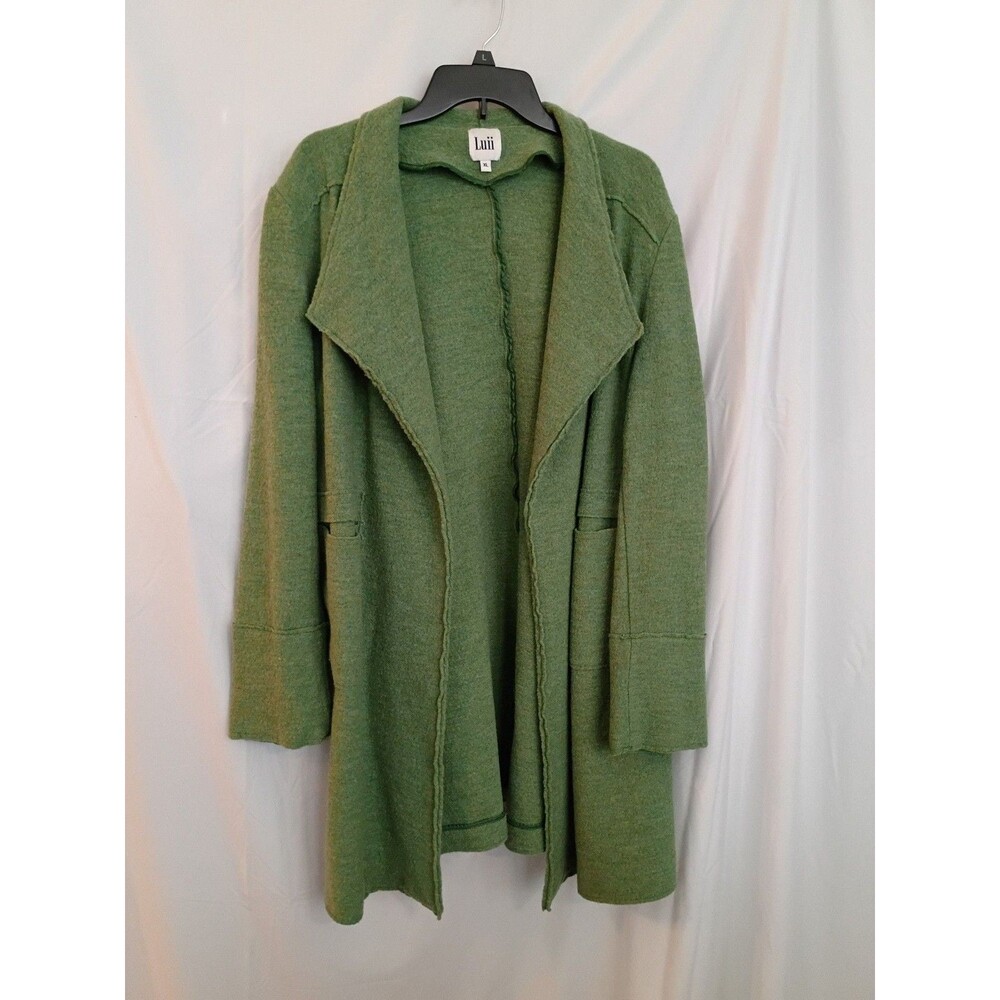 Luii Open Front Wool Green Duster Boss Lady, artisan minimalist, quiet luxury,